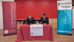 Dr. Andrew Rich, Dean of the Colin Powell School for Civic and Global Leadership at The City College of New York (CCNY) and Mr. Sunil A. (Sunny) Misser (right), Chief Executive Officer of AccountAbility, sign the Memorandum of Understanding officially launching the AccountAbility Sustainability “S Lab.”